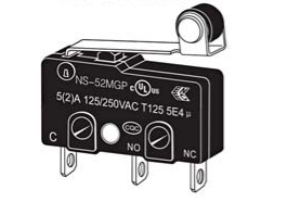 Microinterruptor de tres resortes con separación de 2 mm