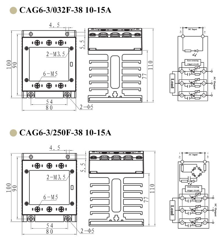 CAG6-3 10-15A Rel&eacute; de estado s&oacute;lido